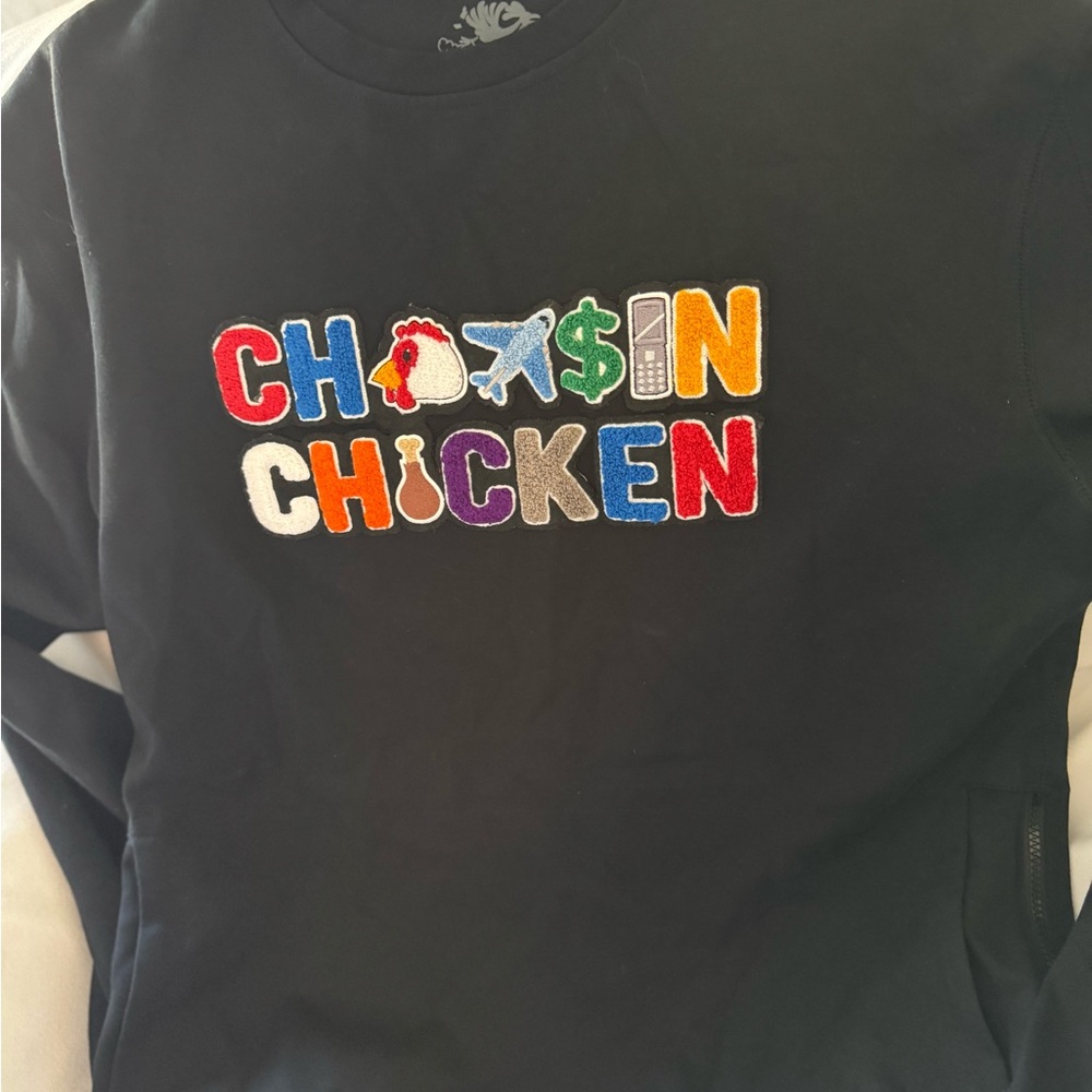 Authentic NWOT Chasin Chicken Black Sweatshirt Mens SZ L